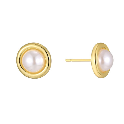 Pearl Stud Earrings 18K Gold Plated