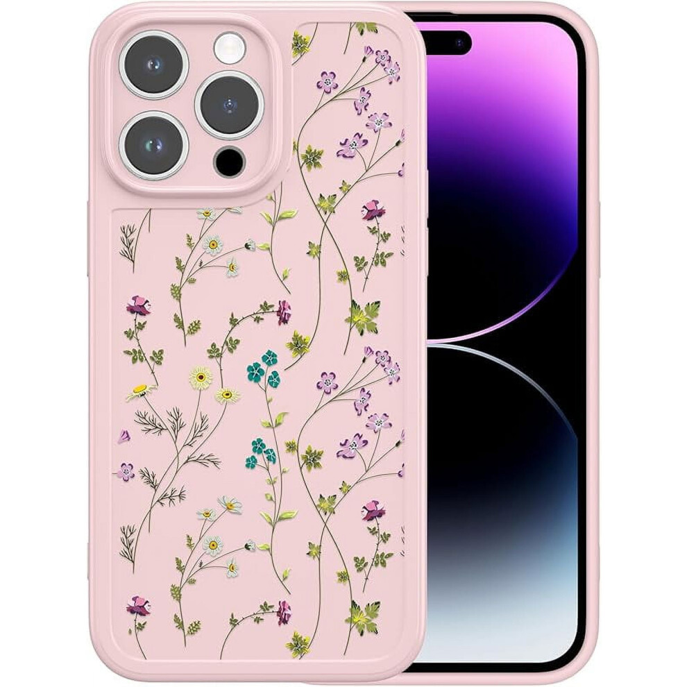 Raleavo Floral Case For Iphone 13 (6.1") Â Flower Branch Design, Slim Soft Silicone, Shockproof & Anti-Slip, Beige Cream 9071309110470