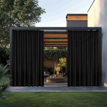 Waterproof Outdoor Curtains for Patio, Premium Thick Privacy Weatherproof Outside Curtains for Porch, Pergola, 1 Panel, 53W x 82L inch, Black