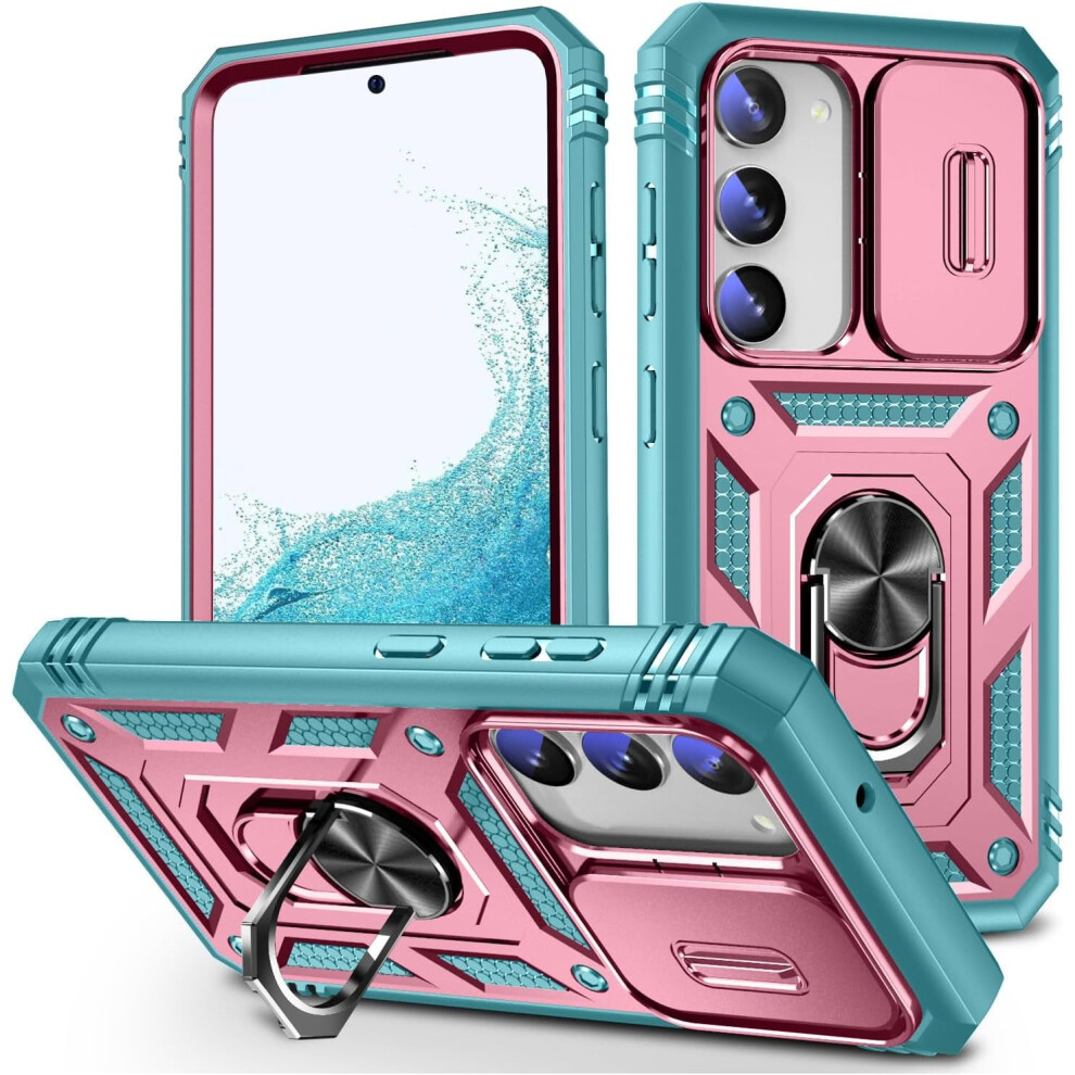 Military-Grade Magnetic Case For Galaxy A36 5G Â Dual-Layer, Shockproof, Built-In Kickstand & Metal Ring Car Mount () Pink/Green 9071309113792