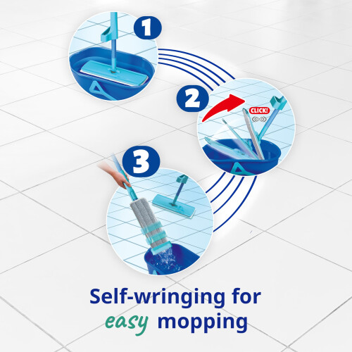 Spontex Easy System Max+ Floor Mop | Microfibre Flat Mop with Integrated Wringing System | Cleans Laminate, Wood & Tile Flooring 2