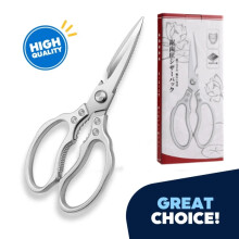 Stainless Steel Kitchen Scissors, Heavy-Duty Forged, Dishwasher Safe, Non-Slip, compatible with Sharp Cooking Scissors (Silver)