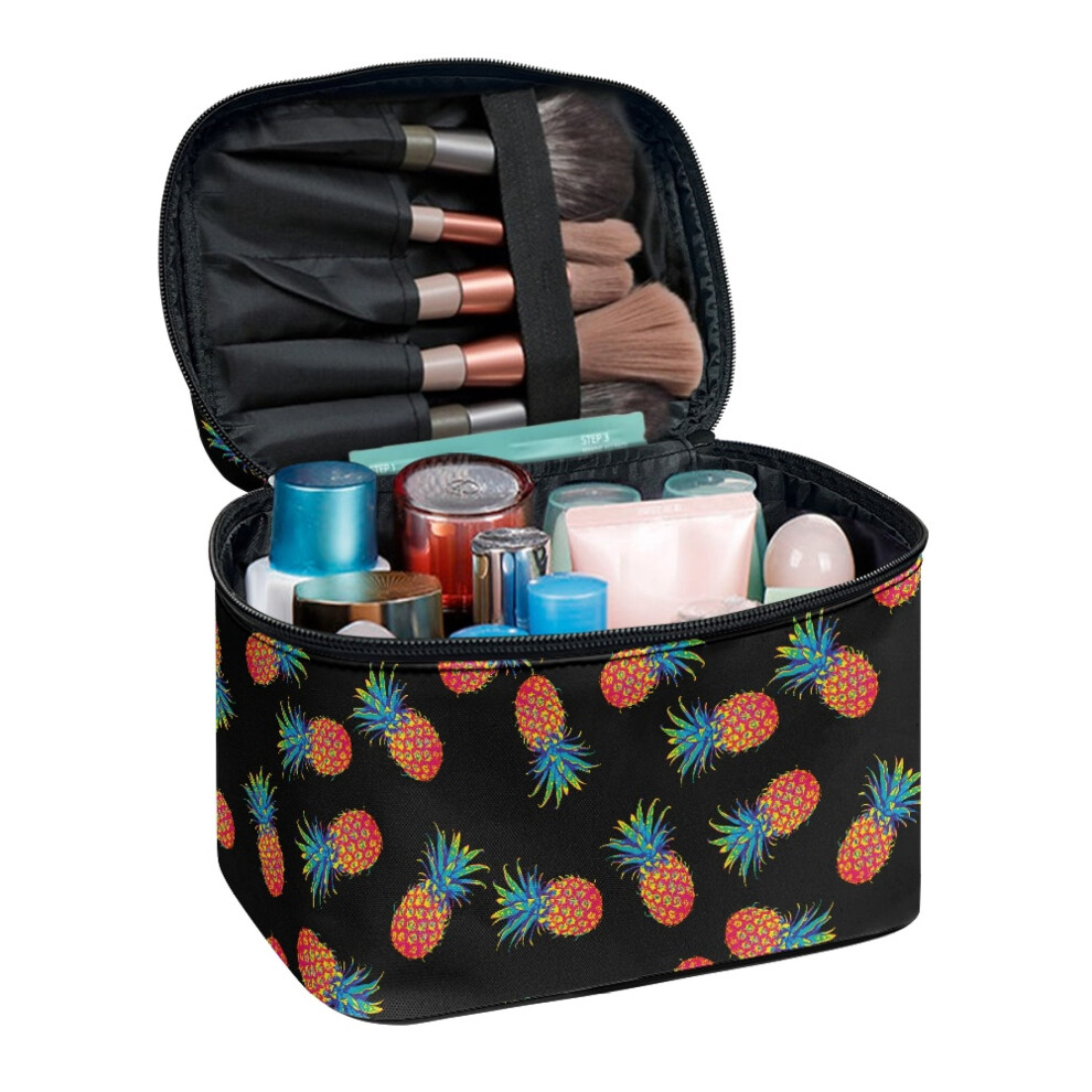 Pineapple Travel Cosmetic Bags with Brush Slots Multi-use Zipper Friend