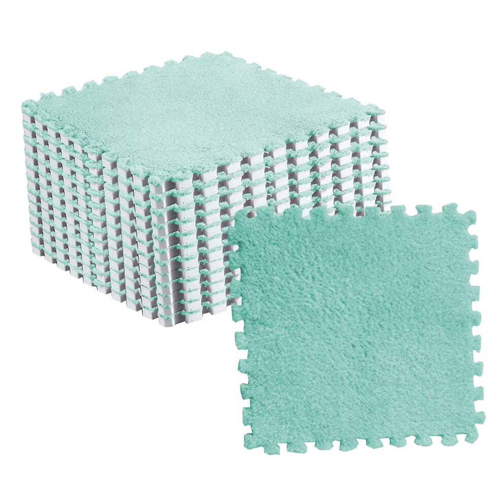 10Pcs Mint Plush Puzzle Floor Foam Mat Tiles 30X30cm Interlocking Green