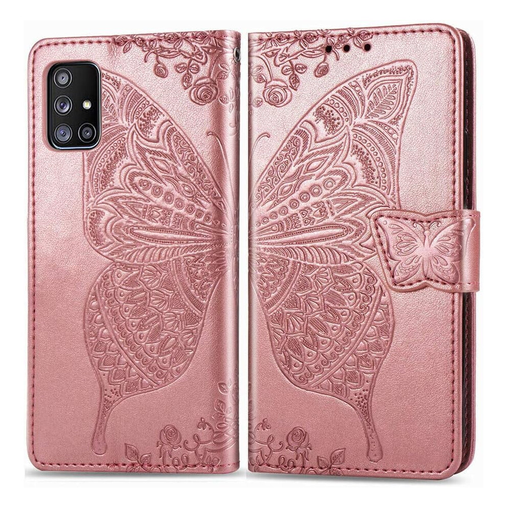 Samsung Galaxy A71 5G Wallet Case Leather Butterfly Rose 9558830561808