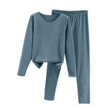 Women's Fleece-Lined Long Sleeve Pajama Set Dark Green XL