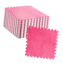 10pcs Plush Puzzle Floor Foam Mat 30x30cm Rose Red