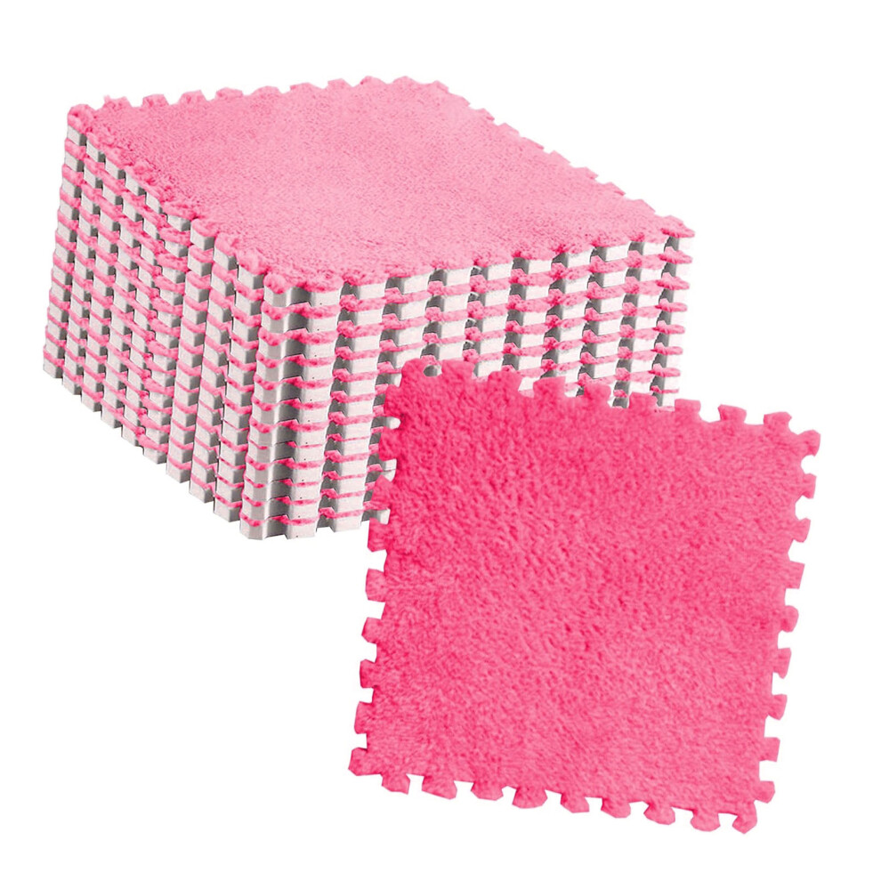 10Pcs Plush Puzzle Floor Tiles 30X30cm Rose Red