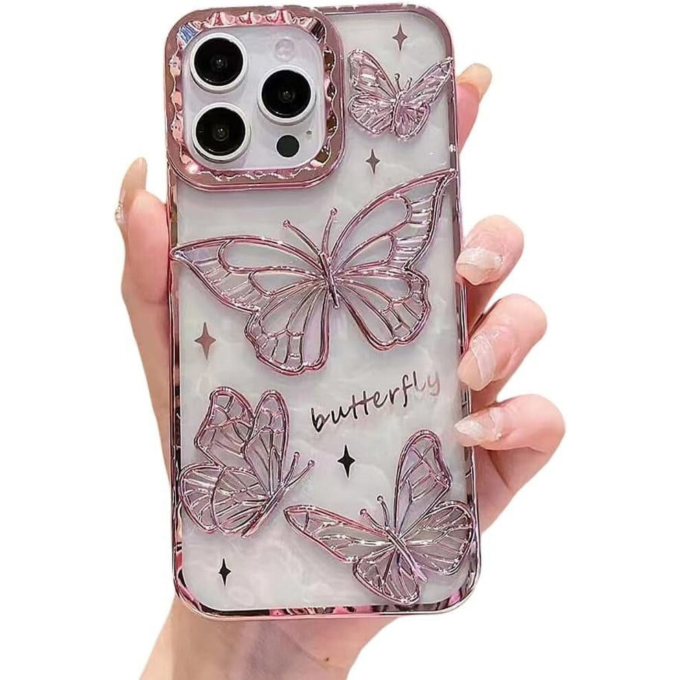 Quicksand Butterfly Iphone Case Clear Shockproof Pink 9336866046489
