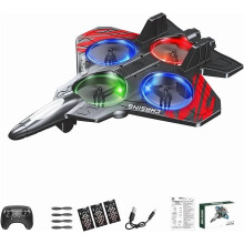 RC Stunt Fighter Jet Toy with 360 LED Lights and Auto Hover
