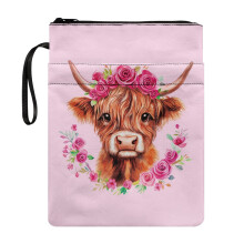 Highland Cow 1pcs Book Covers with Book Protection Polyester Fabric Storage & Portability for Classroom Library Books Lovers 8.66 x 11.42 Inch