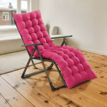 Soft Lounge Chair Cushions (62.5"x19") with 6 Ties – Hot Pink, for Indoor/Outdoor Patio, Compatible with Gravity & Chaise Chairs