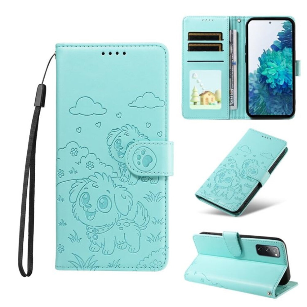 Leather Flip Case For Samsung Galaxy S20 Fe 5G Â Rfid Wallet, Magnetic Clasp, Lanyard & Stand Green 9083649397848