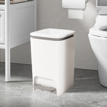 12L Square Step Trash Can with Lid, White+Gray – Under $20, Compatible with Home Use