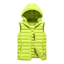 Men's Casual Trendy Rib Pattern Sleeveless Cotton Vest - Hooded Solid Color Slim-fit Cotton-padded Jacket, Fluorescent Green, Size XL