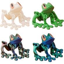 3D Printed Magnetic Frog Toy, Realistic Movable & Articulated, Cute Jumping Fridge/Car Magnet Decor (4PCS, 5") – Compatible with Metal Surfaces