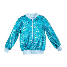 AWZXDE Girls Shiny Baseball Jacket Loose Fit Soft Outerwear Kids Jacket For Fall Season Casual Wear And Daily Fashion Style Blue