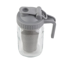 Glas-Mason-Jug mit Grau-Deckel, 64 oz, 26x9cm, auslaufsicher für Cold Brew