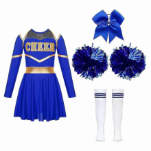 (blue, 11-12 Years) Tenue de pom-pom girl à manches longues pour filles, idéale pour les événements scolaires et les déguisements d'Halloween.