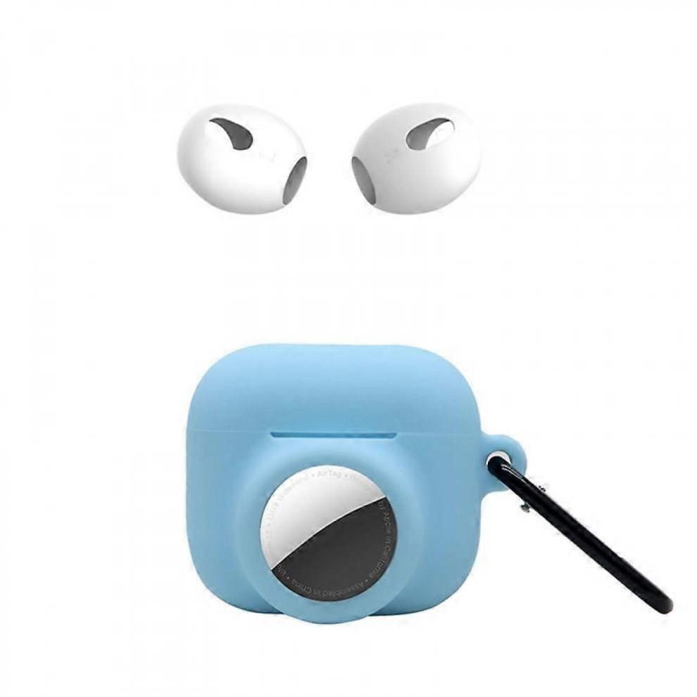 (Multicolor, ) For Apple Airpods 3 + For Airtag 2-In-1 Silicone Protective Cover Drop-Proof Dust-Proof Case With Ca Blue 5996097005170