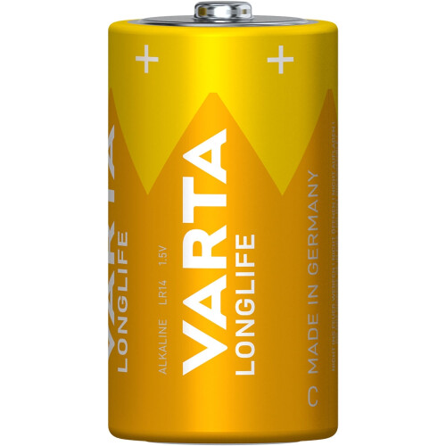 Varta C-Batterien, 2er-Pack, langlebige Alkaline 1