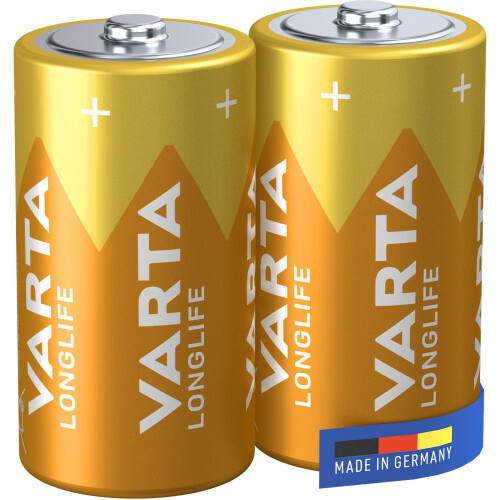 Varta C-Batterien, 2er-Pack, langlebige Alkaline 2