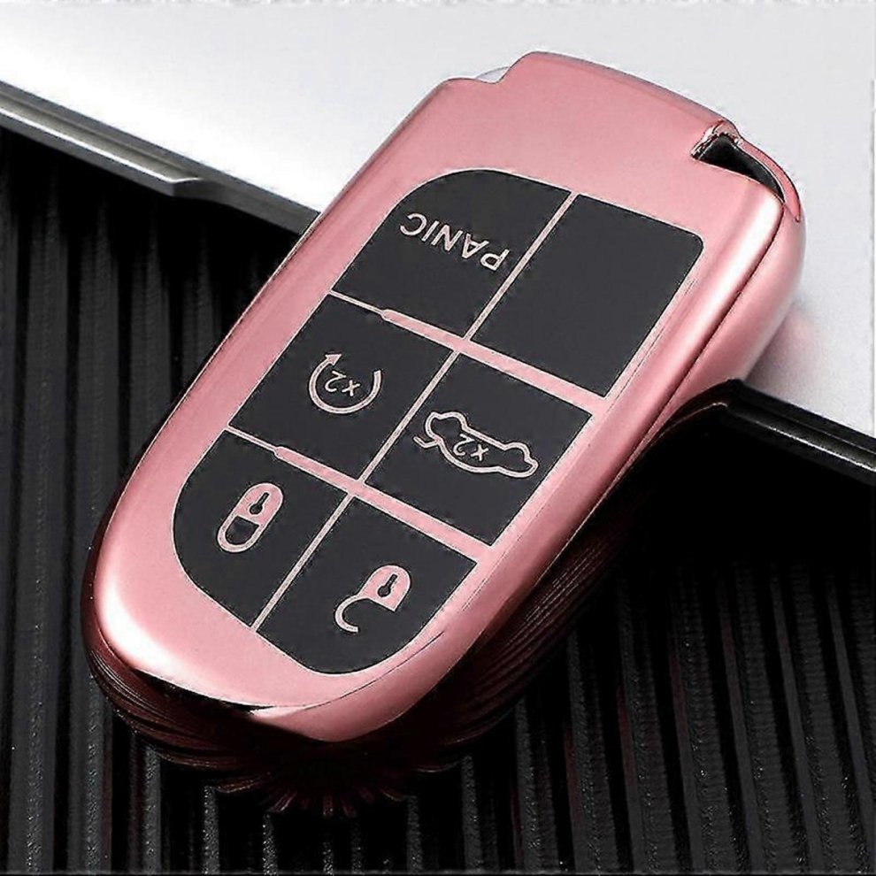 (, 5 Buttons) Car 5Buttons Key Cover Case Holder For Jeep Renegade Compass Grand Cherokee For Chrysler 300C Wrangler Dodge Fiat Accessories Pink 5996097004142