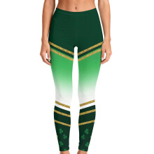 Women's Shamrock Print Leggings Stretchy Workout Pants