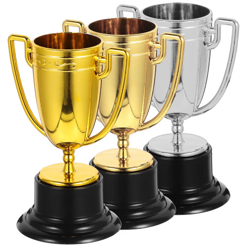 Attendance Trophy Award Plastic Silver 3Pcs 1