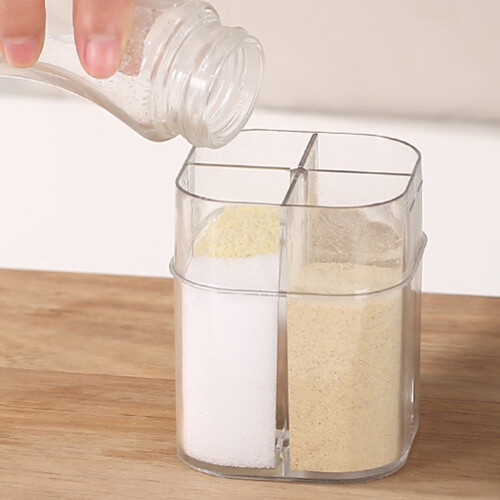4-Compartment Clear Spice Box, Portable PP/PS, 40g White