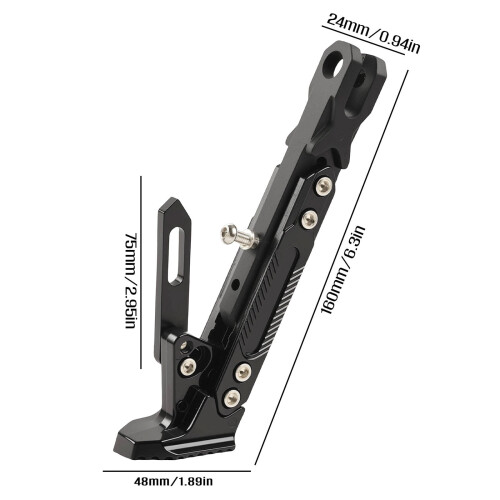 Black Adjustable Motorcycle Kickstand Heavy-Duty Side Stand 2