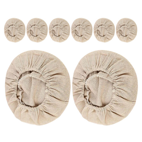 32Pcs Reusable Cotton Linen Bread Baking Cloth Basket Covers Beige 2