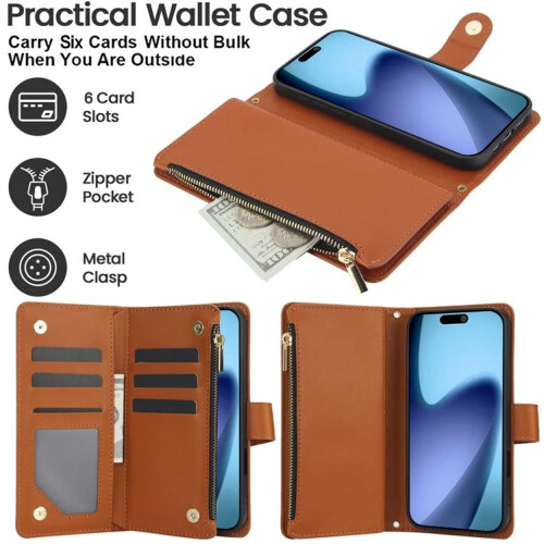 Θήκη πορτοφολιού με προστασία RFID για iPhone13 (6,1"), με υποδοχές καρτών, βάση στήριξης, 1