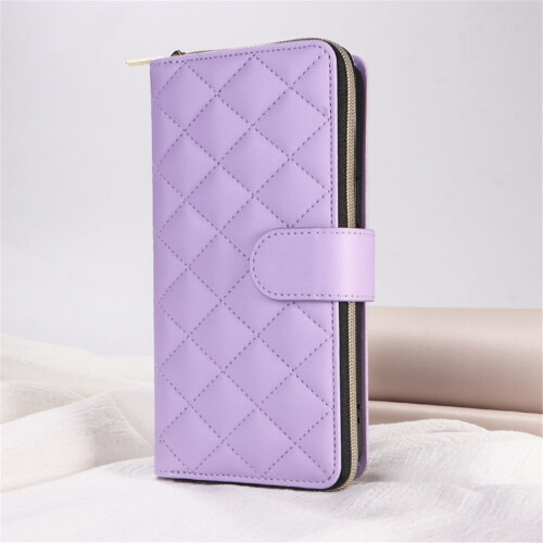 Magnetic Flip Wallet Case for iPhone 15 Pro Purple with 9 1