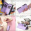 Magnetic Flip Wallet Case for iPhone 15 Pro Purple with 9 7
