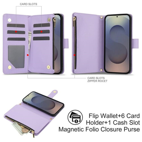 Purple RFID-Blocking Flip Wallet Case for Samsung Galaxy 1