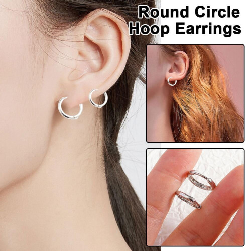 Hinged Hoop Huggie Earrings Small 8mm 1