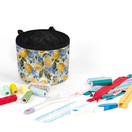Lemon Flower Sewing Machine Muffling Mat with Pockets 2