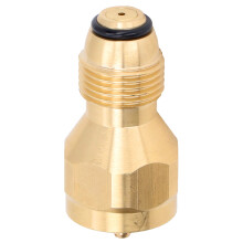 Adaptador universal de recarga de propano con junta tórica de goma de alta calidad para recargar tanques de 1 libra. Conexión de latón macizo sin