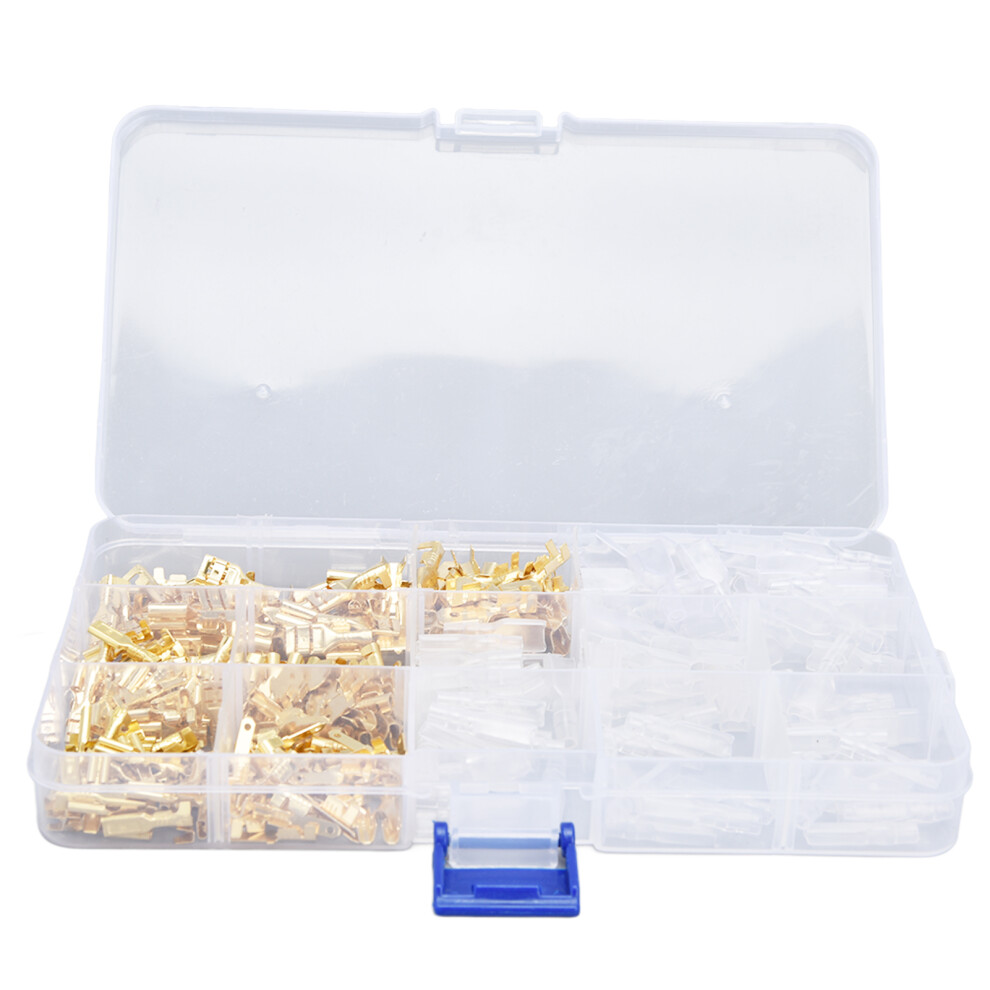 Easy To Install Crimp Terminal Female Spade Connector Good Conductivity Performance Brass Plating Terminal With Insulating Sleeves Flame Retardant 9014198243393