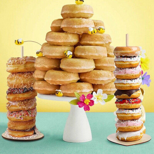 Wooden Donut Display Stand Beige 5 Pieces 2