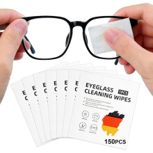 150 Pcs Eyeglasses Cleaner Wipes – Individually Wrapped, Large Lens Cleaning Wipes for Glasses, Phone, Computer, Camera; Compatible with All Lenses