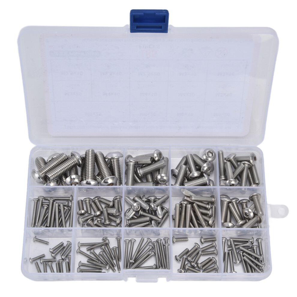 Assortment Kit Of Socket Cap Screws Hex Socket Stainless Steel Countersunk Flat Head Rust Resistance Oxidation Resistance Metric System Screws For 9180479945901