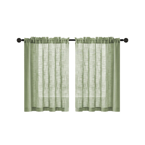 2-delte halvtransparente polyestergardiner i vintage-stil 1