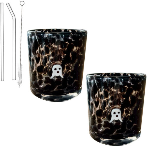Ghost Wine Glasses Halloween Pumpkin Style White 2 pcs 1