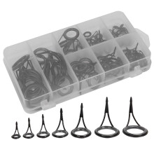 Fishing Rod Tips Replacement Kit Wear Resistant Ceramic Ring Stainless Steel Frame Anti Corrosive Rod Repair Tools Smoothest Rod Tip Guides High