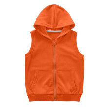 Kids Sleeveless Slim Fit Hoodie Vest Solid Casual Zipper Sweat Jacket with Pockets Orange 9-10 Years