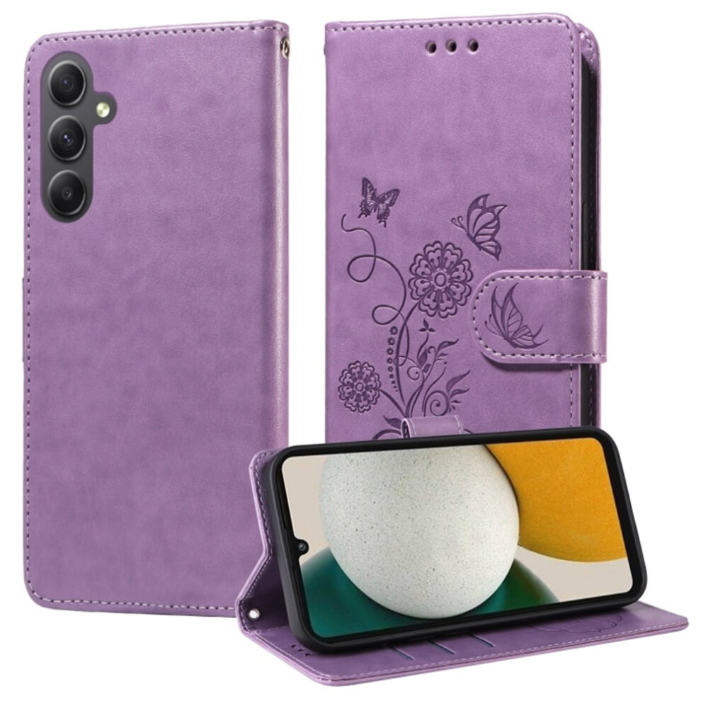 Butterfly Flower Flip Case For Samsung Galaxy A34 5G Purple 9336866138603