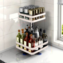 2-Tier Metal Lazy Susan Turntable Organizer, 17" Rotating Spice Rack for Kitchen, Cabinet, Pantry, Bathroom – White