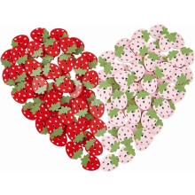 100pcs 2-color strawberry buttons, 2-hole wooden tags (pink/red), for clothes, sweater, costume, DIY, scrapbooking – compatible with all standard